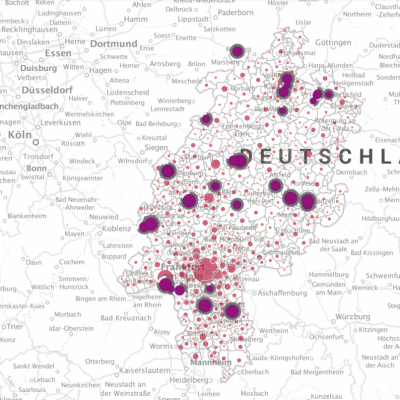 Das Bild zeigt die Benutzeroberfläche des Wärmeatlas Hessen