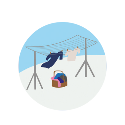 Illustration eines W&auml;schest&auml;nders mit Klamotten