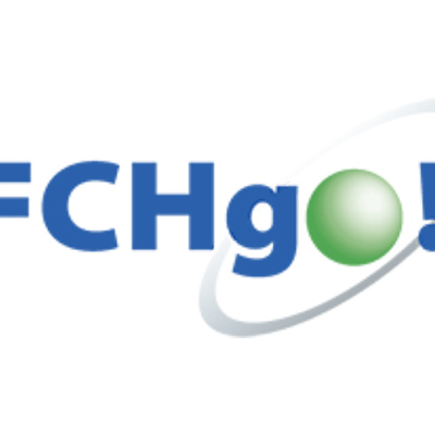 Logo des EU-Wasserstoff-Projekts "Fuel Cells and Hydrogen 2 Joint Undertaking" in blau und grün.