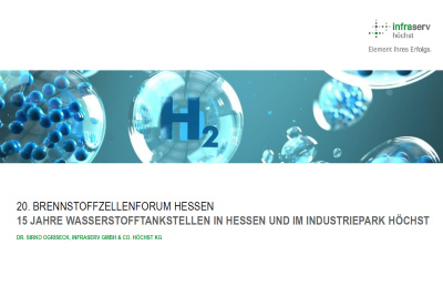 Vortrag Dr. Sirko Ogriseck (infraserv GmbH & Co. höchst KG): 15 Jahre Wasserstofftankstellen in Hessen und im Industriepark Höchst