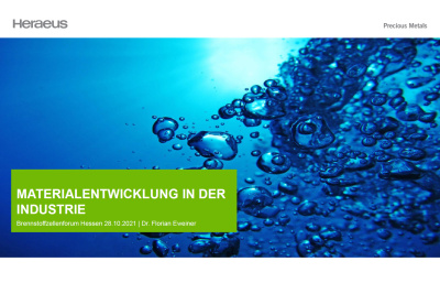 Vortrag Dr. Florian Eweiner (Heraeus): Materialentwicklung in der Industrie