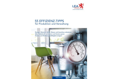 Cover der Broschüre "55 Effizienz-Tipps" für Produktion und Verwaltung