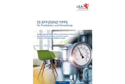 Cover Broschüre 55 Effizienz-Tipps quer Cover der Broschüre "55 Effizienz-Tipps" für Produktion und Verwaltung