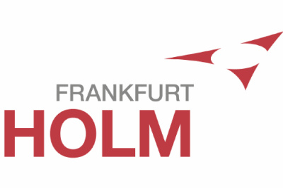 Logo House of Logistics mit Text in rot und grau: Frankfurt HOLM.