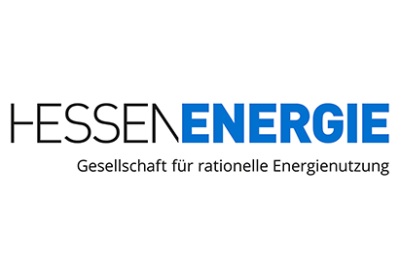 Logo HessenEnergie, Gesellschaft für rationelle Energienutzung mbH, Mainzer Straße 98-102, 65189 Wiesbaden, www.hessenenergie.de.
