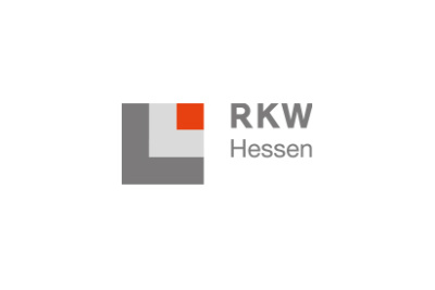 Logo RKW Hessen in grauer Schrift mit einem grau-roten Quadrat.