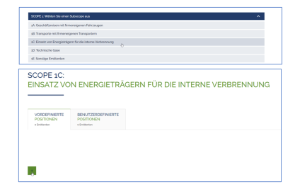 Eingabemaske ecocockpit: Unterordner für Energie und Materialien erstellen.