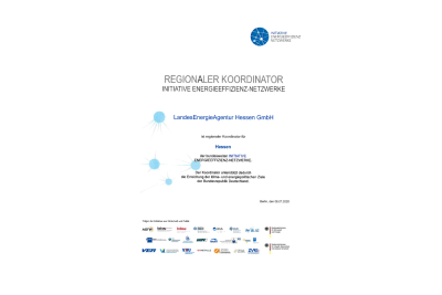 Zertifikat mit Aufschrift: Regionaler Koordinator Initiative Energieeffizienz-Netzwerke, LandesEnergieAgentur Hessen GmbH