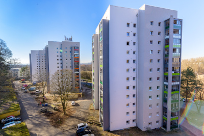 Wohnbau Gießen Mehrere Hochhaus-Wohnblöcke in Gießen.
