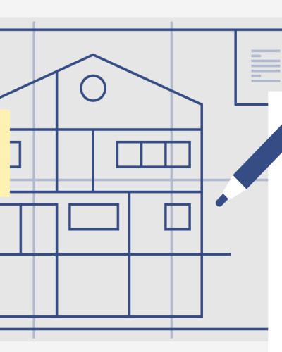 Grafik eines Hauses mit LEA-Energie-Impulsberatung-Checkliste