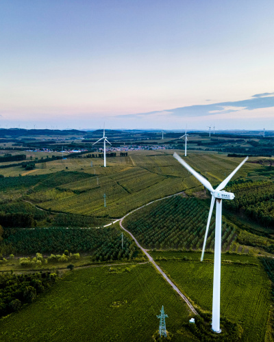 Windenergieanlagen in Vogelperspektive