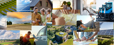 Kollage verschiedenster Bilder zur Energiewende und Klimaschutz
