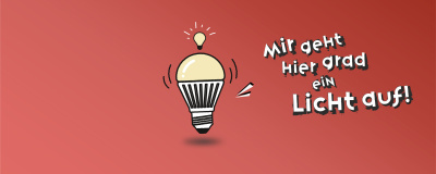 Hessen spart Energie: Grafik Energiesparlampe, Text "Mir geht hier grad ein Licht auf"