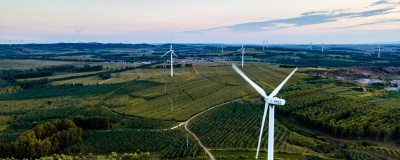 Windenergieanlagen in Vogelperspektive