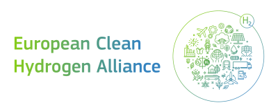 Logo der European Clean Hydrogen Alliance in hellgrün und blau.