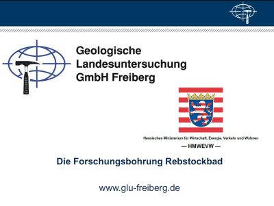 Geothermie-Forum 2022: Cover der Präsentation von Dr. Jens Krumb, Text: "Die Forschungsbohrung Rebstockbad"