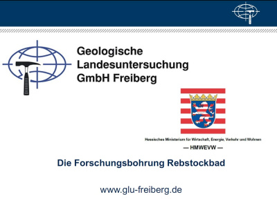 Geothermie-Forum 2022: Dr. Jens Krumb – Die Forschungsbohrung Rebstockbad (GLU Freiberg) Geothermie-Forum 2022: Cover der Präsentation von Dr. Jens Krumb, Text: "Die Forschungsbohrung Rebstockbad"