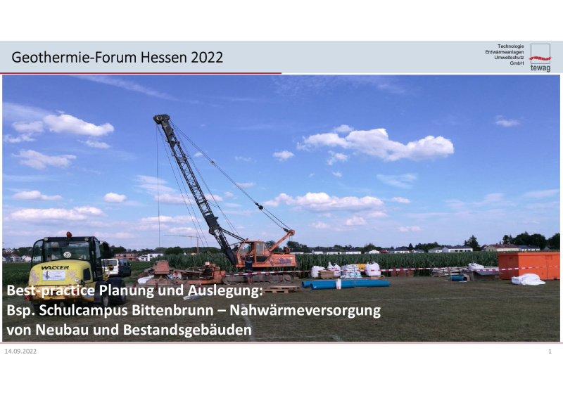 PDF der Präsentation von Dr. Markus Kübert: Best-practice Planung und Auslegung: Bsp. Schulcampus Bittenbrunn – Nahwämreversorgung von Neubau und Bestandsgebäuden (tewag)